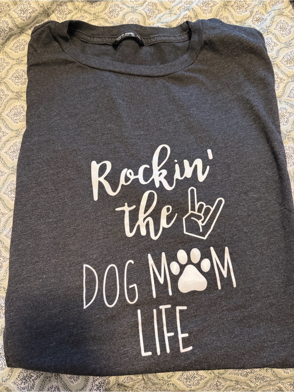 SHEIN Dark Gray 'Rockin' the Dog Mom Life' Graphic Tee